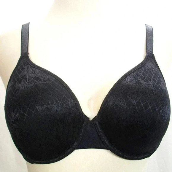 40D Bali DME105 Back Smoothing Lightly Lined Underwire Bra Black Lace Print‎ NWT - Picture 1 of 4